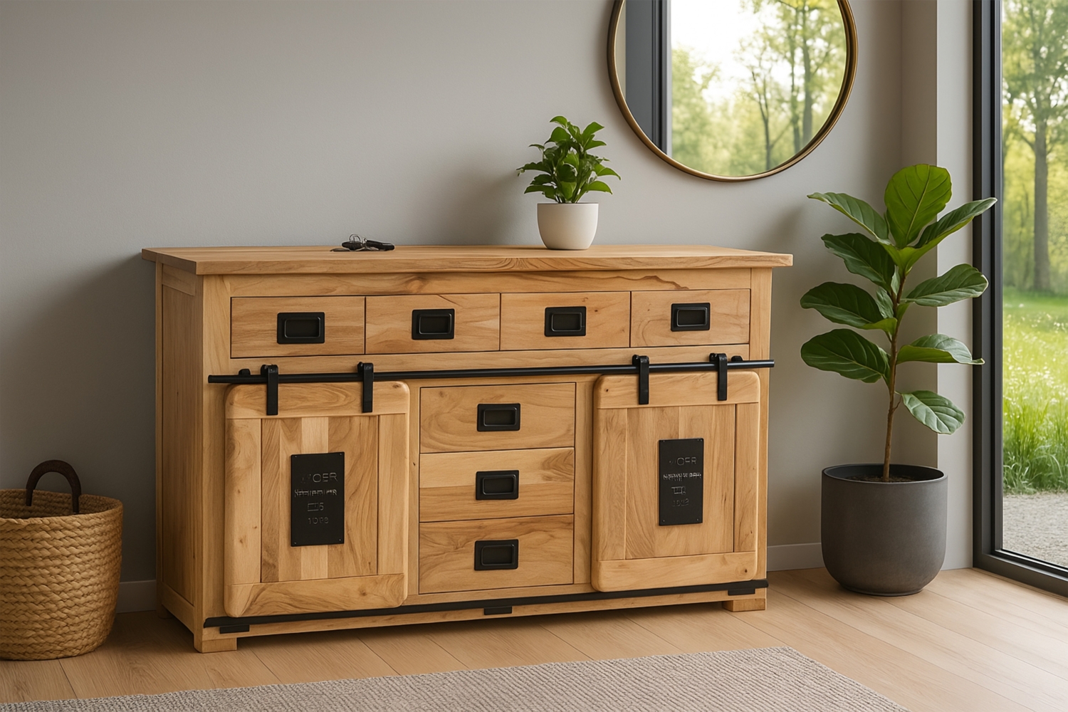 Sideboard Kommode Akazienholz massiv naturfarben 150 x 45 x 90 cm LIBRO 134888446 Bild 1