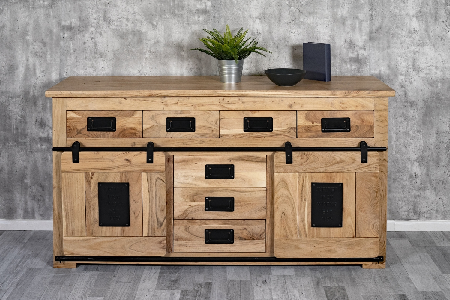 Sideboard Kommode Akazienholz massiv naturfarben 150 x 90 x 45 cm LIBRO 134888446 Bild 1