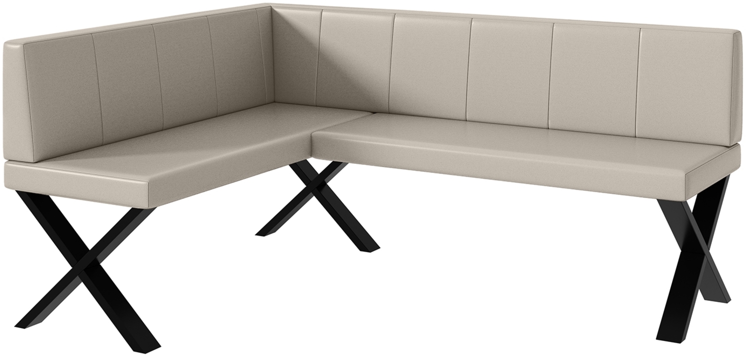MEBLINI Eckbank für Esszimmer - Küchenbank - Essecke - Sitzecke Küche - PETER - X-Beine 128x168x87cm Links - Beige Kunstleder Bild 1
