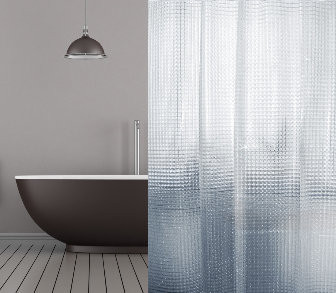 Peva Duschvohang 3D Optik Transparent Mosaik 180x180 cm inkl. Duschvorhangringe Bild 1