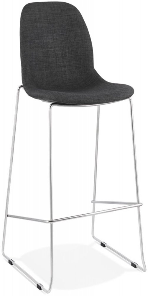Barhocker FAKIR | Designer-Barhocker mit dunkelgrauem Stoffsitz und verchromten Metallbeinen | 52,5 x 54 x 111 cm Kadima Design Bild 1