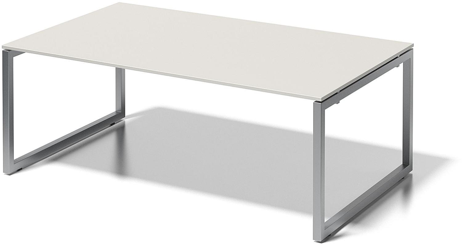 Cito Chefarbeitsplatz/Konferenztisch, 740 mm höhenfixes O-Gestell, H 19 x B 2000 x T 1200 mm, Dekor grauweiß, Gestell silber Bild 1