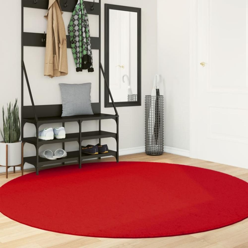 vidaXL Teppich OVIEDO Kurzflor Rot Ø 200 cm 375635 Bild 1