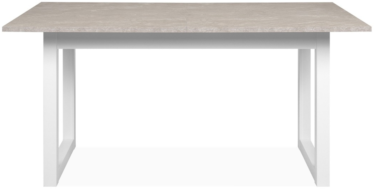 Finori Houston 80A Auszugstisch, Dekor Sandstein / weiß | Auszugstisch für Esszimmer | Maß: B x H x T ca. 160-200 x 75 x 90 cm | Zeitlos & Praktischer Auszugstisch - ausziehbar von 160 cm auf 200 cm (1 Einlegeplatte á 40 cm) Bild 1