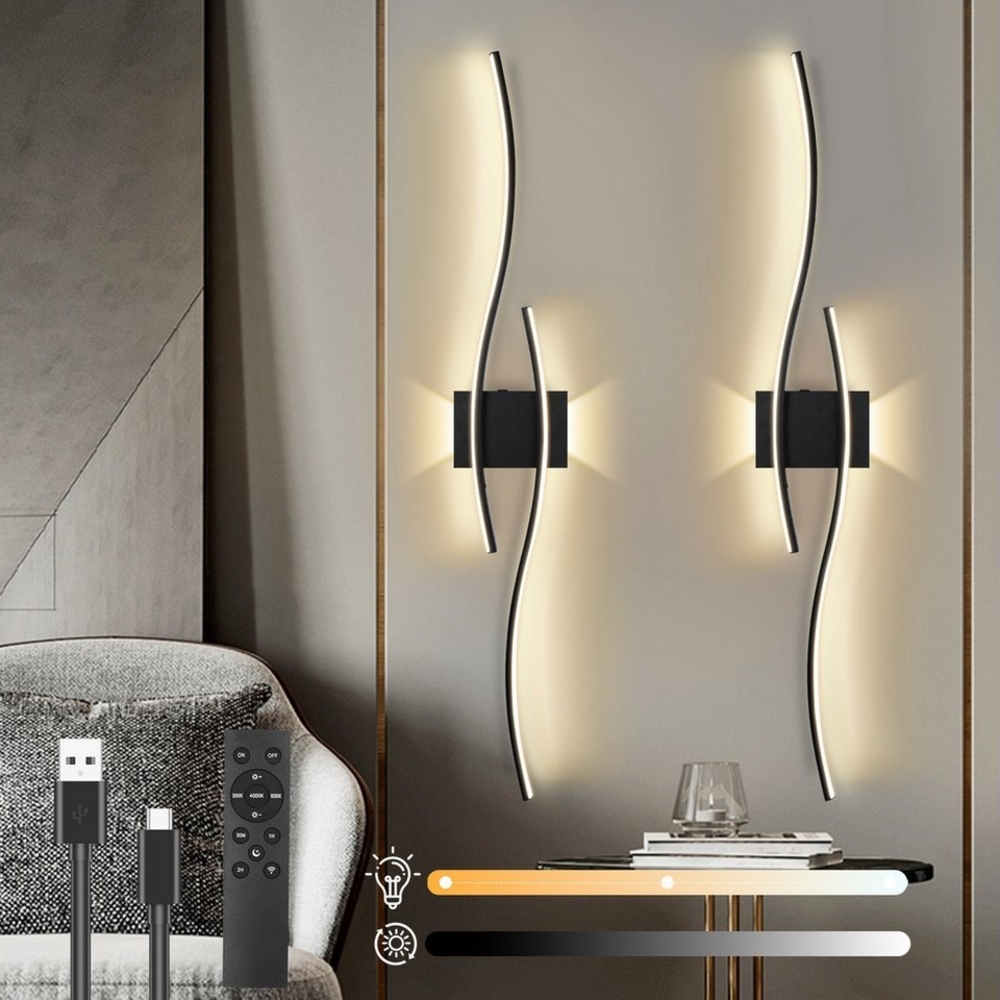 Jibenhome Wandleuchte LED Wandleuchte Innen Wandlampe Wandbeleuchtung,Minimalistische, LED fest integriert, Batteriebetrieben&USB Aufladung,Fernbedienung&Touch-Steuerung,Timer Bild 1
