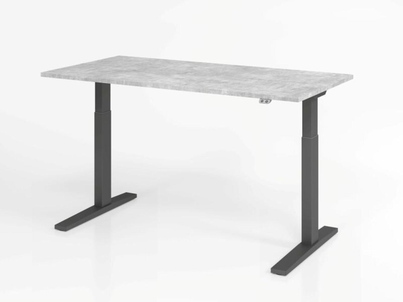 Sitz-Steh-Schreibtisch elektrisch 160x80cm Beton/Graphit Bild 1