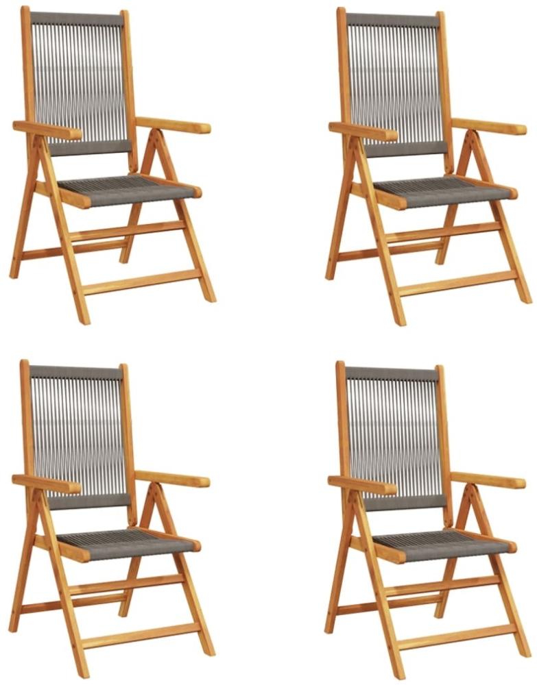 vidaXL Gartenstuhl Verstellbar 4 Stk. Grau Massivholz Akazie 3214532 Bild 1