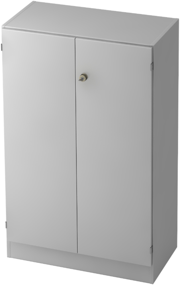 bümö office Aktenschrank abschließbar, Büroschrank klein aus FSC-Holz, 80cm breit in grau - abschließbarer Schrank, Büroschrank abschließbar, Büro Möbel Schrank System, 6550-5-5-SG Bild 1