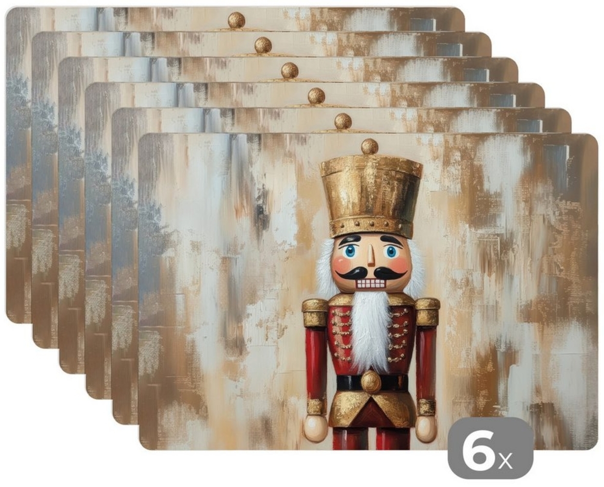 MuchoWow Platzset Weihnachten - Puppe - Abstrakt, (6-St), Platzsets, Tischset, Abwaschbar, Tischsets, Platzdeckchen Bild 1