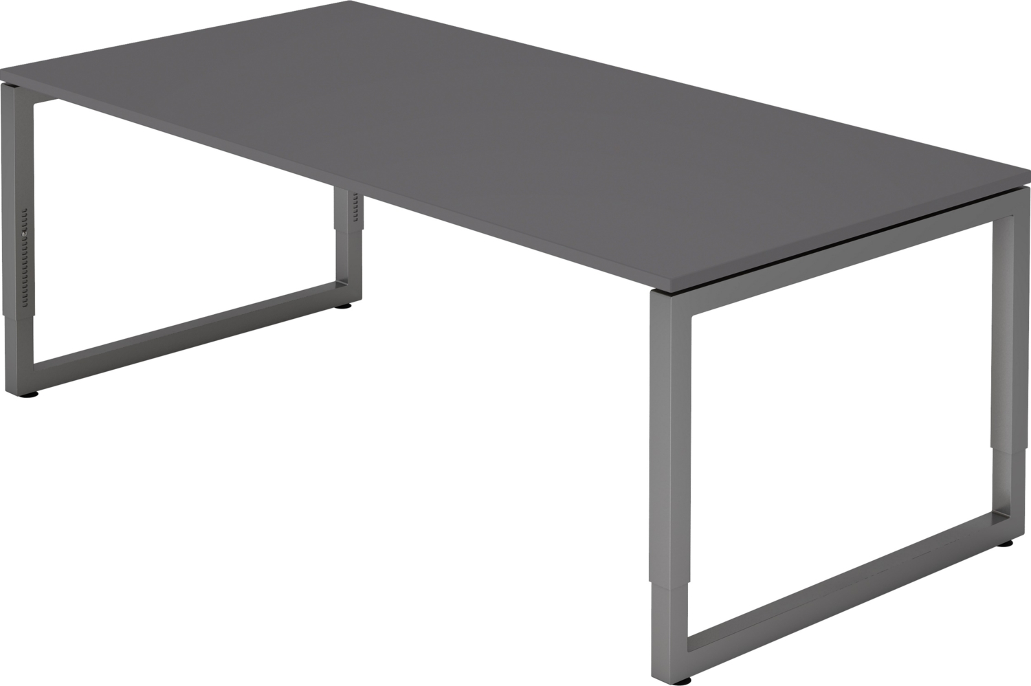 bümö höhenverstellbarer Schreibtisch R-Serie 200x100 cm in graphit, Gestell in Graphit - großer PC Tisch für's Büro manuell höhenverstellbar, Computertisch verstellbar, RS-2E-G-G Bild 1