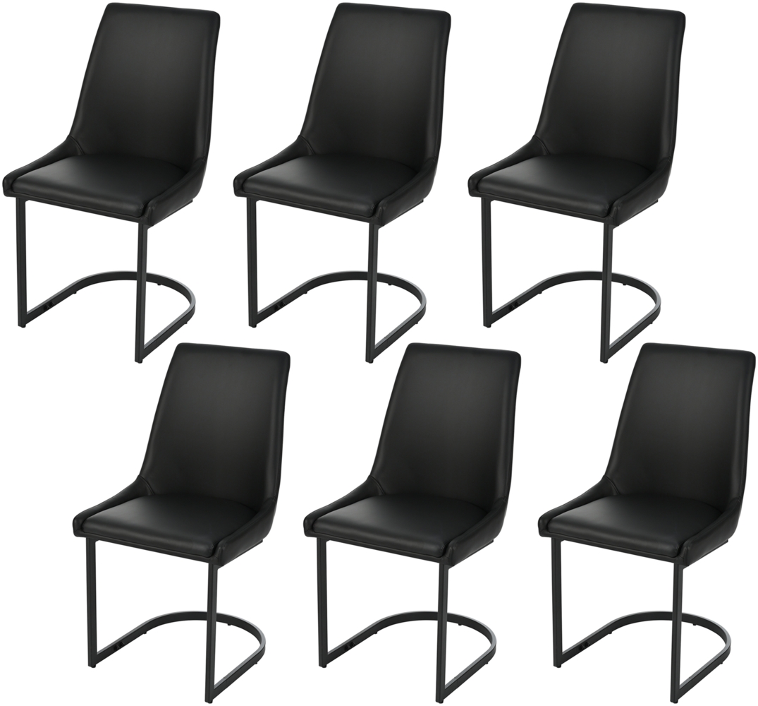 Merax Freischwinger (Set, 6 St), 6er Set Polsterstühle Esszimmerstühle Schwingstühle, Kunstleder, Schwarz Bild 1