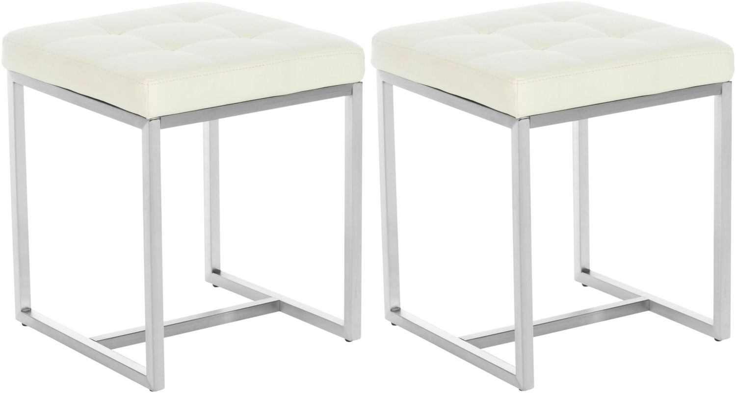 CLP 2er Set Sitzhocker Barci mit Polsterung und Edelstahlgestell,creme Bild 1