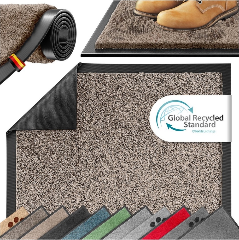 KESSER® Schmutzfangmatte rutschfeste Fußmatte für Innen- & Außenbereich waschbar & wetterfest | Türmatte Wohnungseingang | Teppich für Büro & Vorzimmer | Fußabtreter Fußabstreifer Classic, Taupe, 50x80cm Bild 1