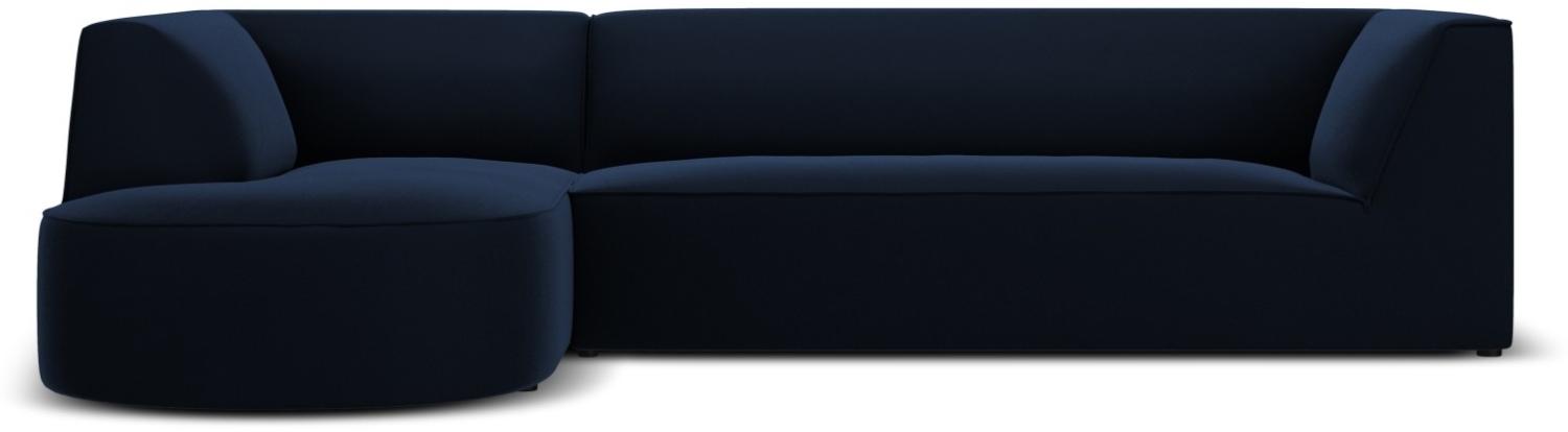 Micadoni 4-Sitzer Samtstoff Modular Ecke links Sofa Ruby | Bezug Royal Blue | Beinfarbe Black Plastic Bild 1