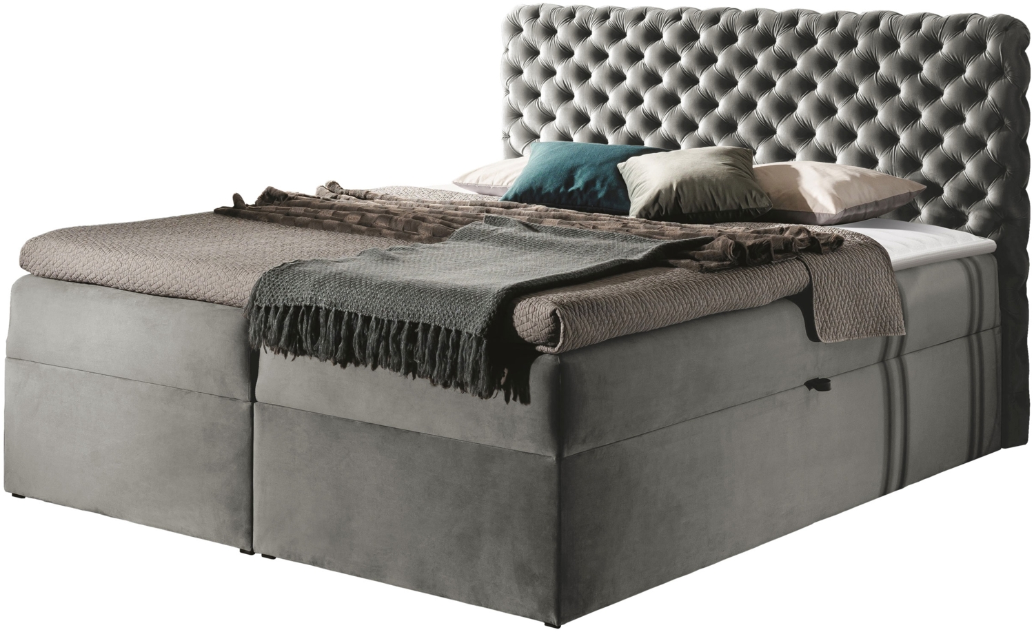 Mirjan24 Boxspringbett Serrula, Grau 200 x 200 cm Bild 1