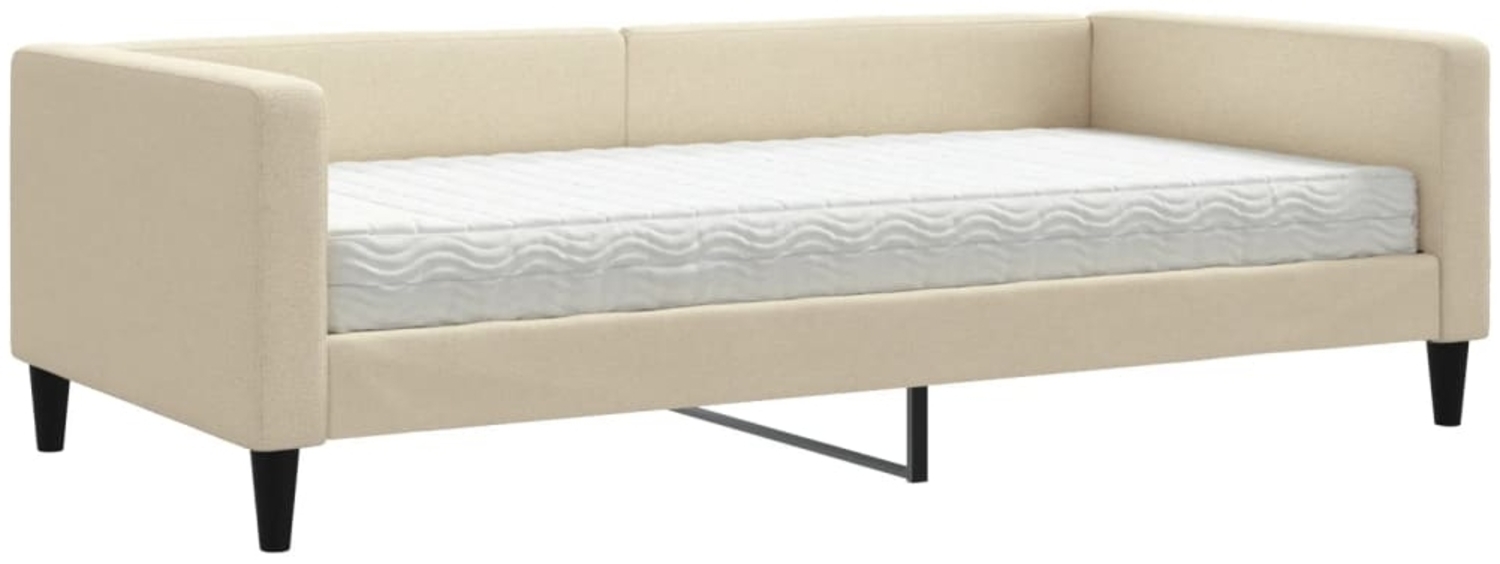 vidaXL Tagesbett mit Matratze Creme 100x200 cm Stoff 3196569 Bild 1