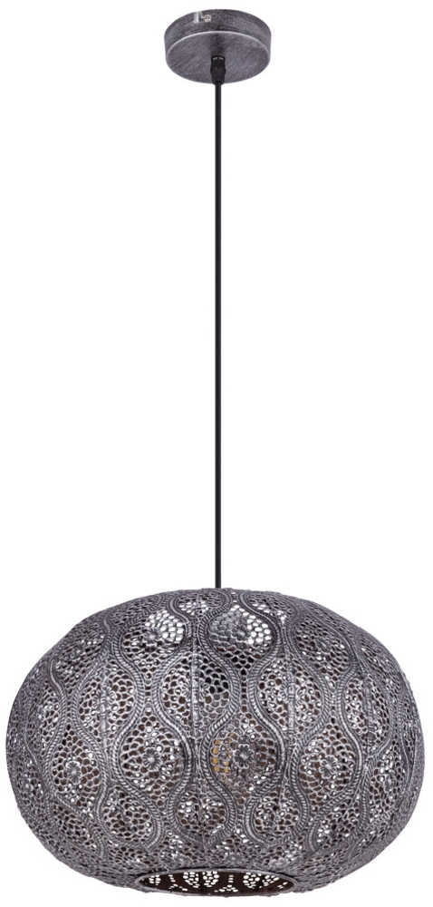 LED Pendellampe, Orientalisch, Metallschirm, silber, D 30 cm Bild 1