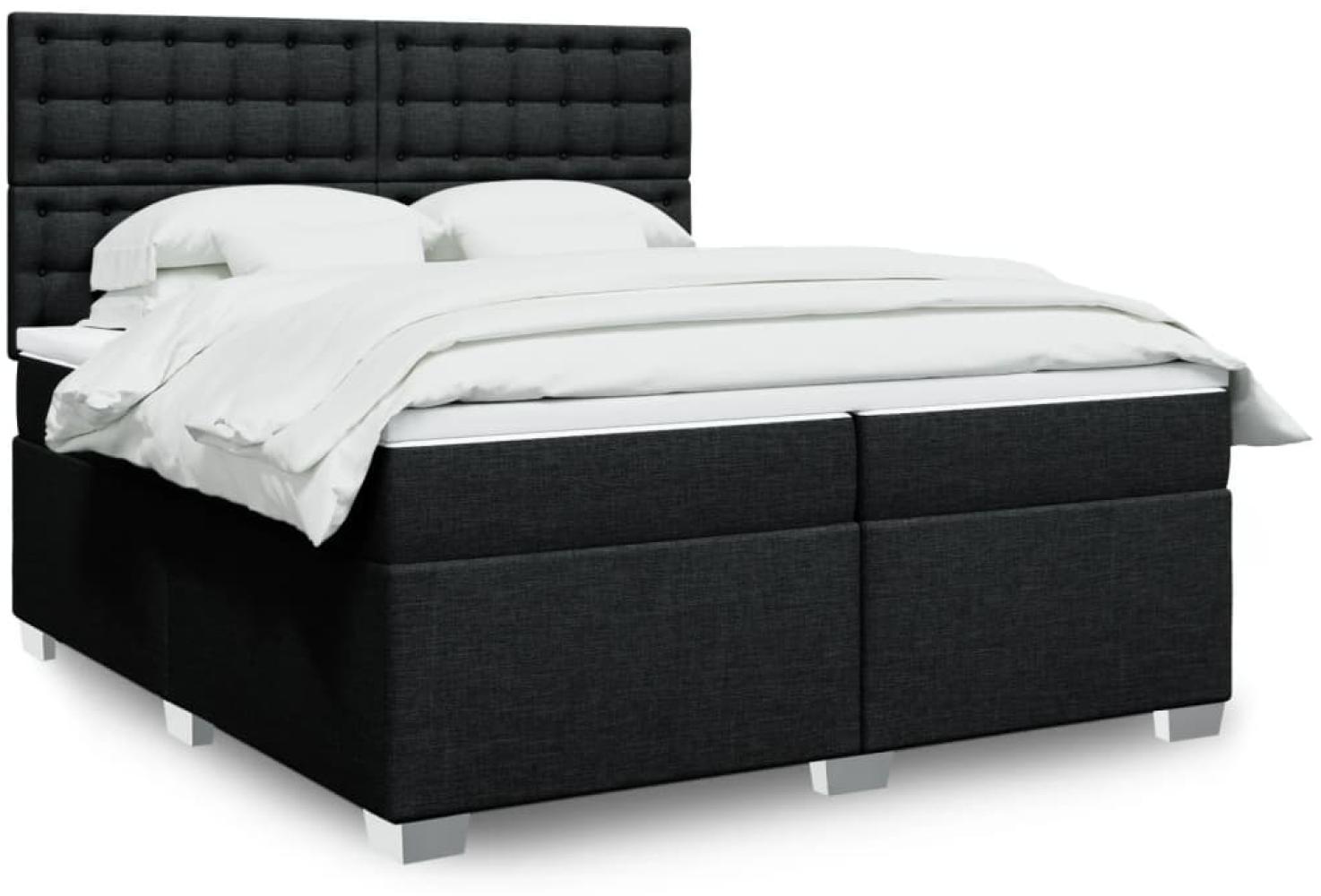 vidaXL Boxspringbett mit Matratze und LED-Beleuchtung, Holzwerkstoff schwarz, 200 x 200 cm Bild 1