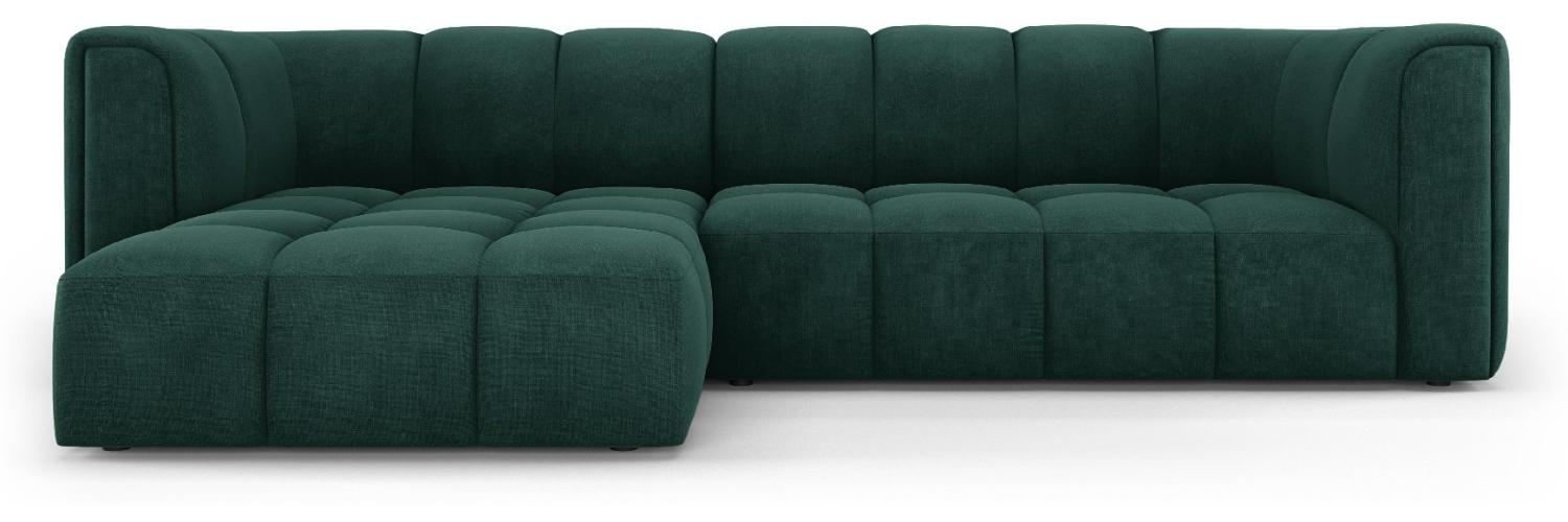 Micadoni Modulares Ecksofa Serena 3-Sitzer Links Strukturierter Stoff Flaschengrün Bild 1