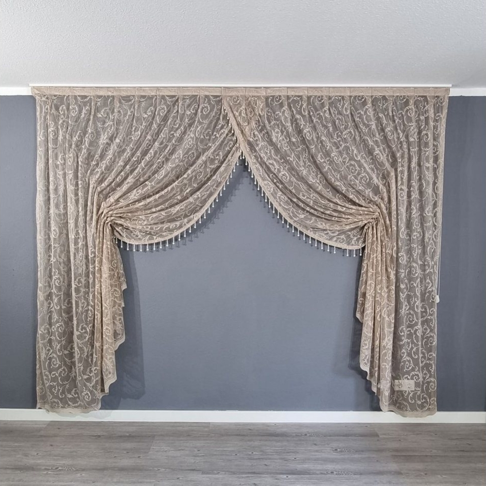 Gardinen by Justyna Gardine Kruvaze Beige, Kräuselband, Lichtschutz, Store,Perlengardine,Boncukluperde,Taslitül,Mechanismusgardine Bild 1