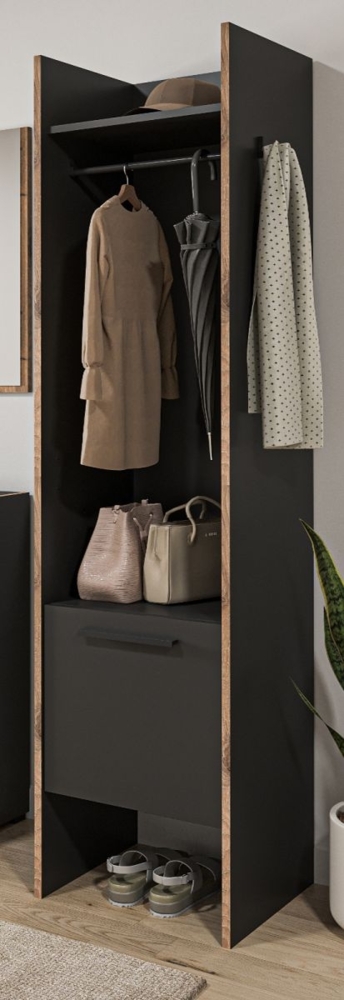 Garderobe Salud in grau und Nox Eiche 42 x 189 cm Bild 1