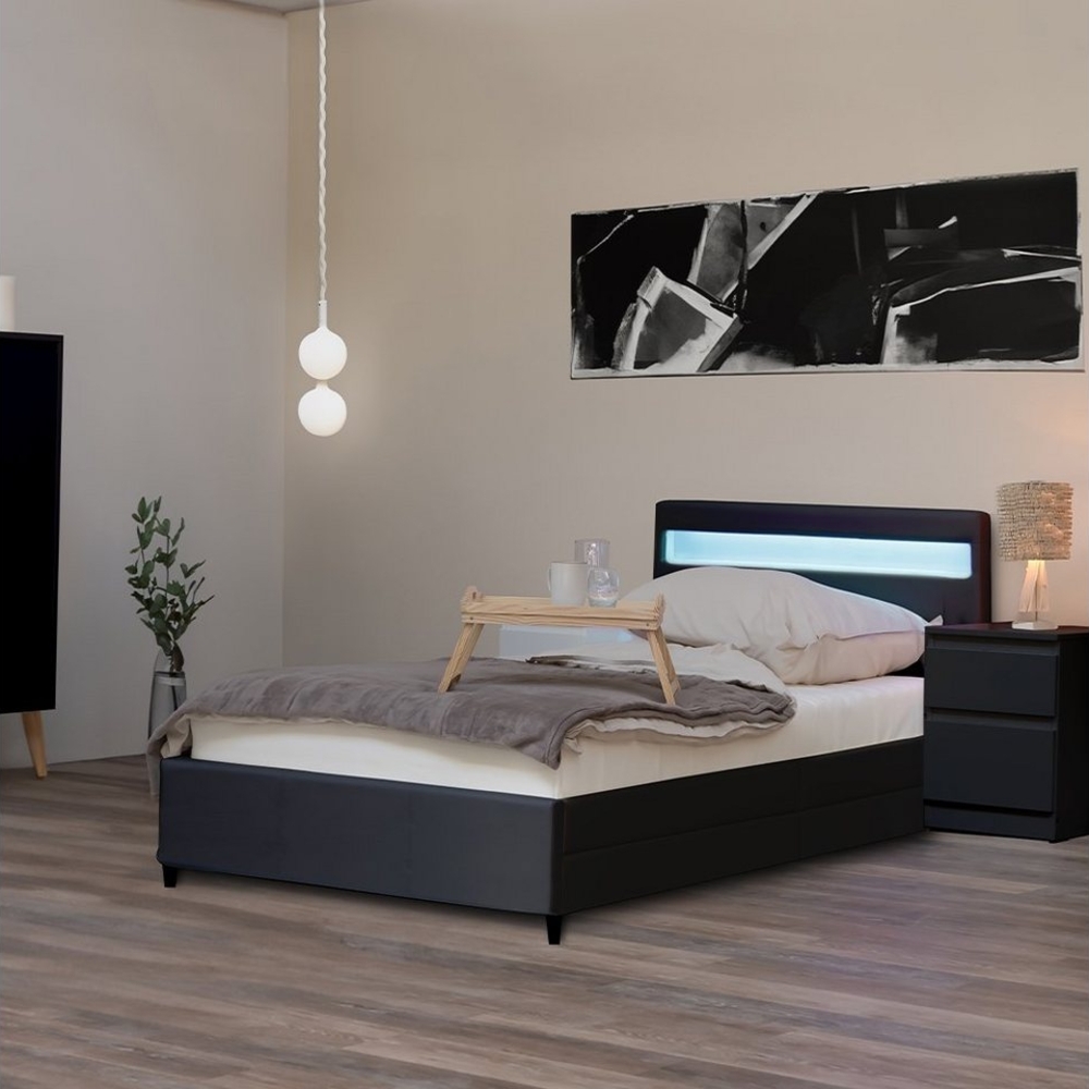 HOME DELUXE Bett NUBE mit Schubladen - 90 x 200cm - wahlweise inkl. Matratze, LED Beleuchtung & 2 Schubladen, Jungendbett mit Stauraum Bild 1