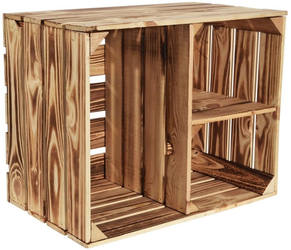 CHICCIE Holzkiste Geflammte Obstkiste 50x40x30 – Hell Geflammt T Regal (1 St) Bild 1
