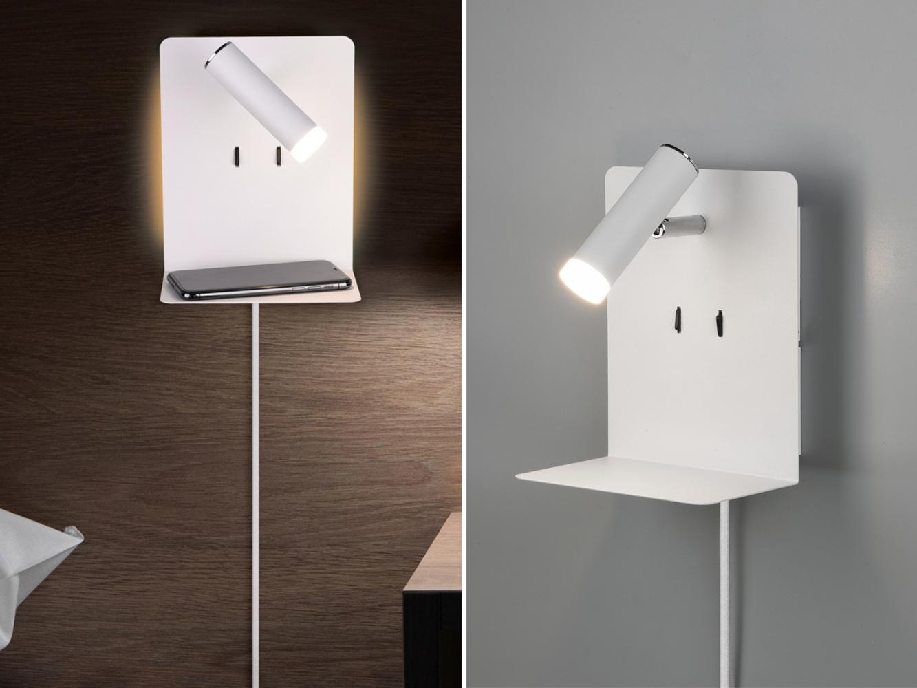 LED Wandleuchte ELEMENT mit Stecker, Schalter & USB Ladefunktion, Weiß Höhe 20cm Bild 1