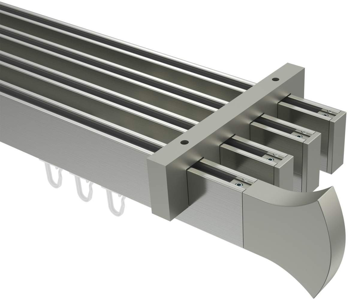 Innenlauf-Gardinenstangen-Set Smartline Conex 240 cm (geteilt in 2 x 120 cm), 4-läufig, 14x35 mm Edelstahl-Optik Bild 1
