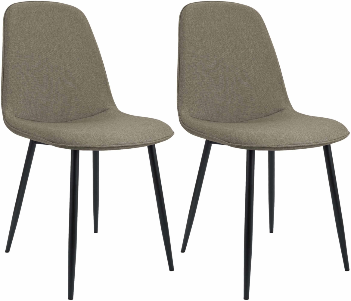 CLP 2er Set Esszimmerstuhl Maryam gepolstert mit Rückenlehne,taupe Stoff Bild 1