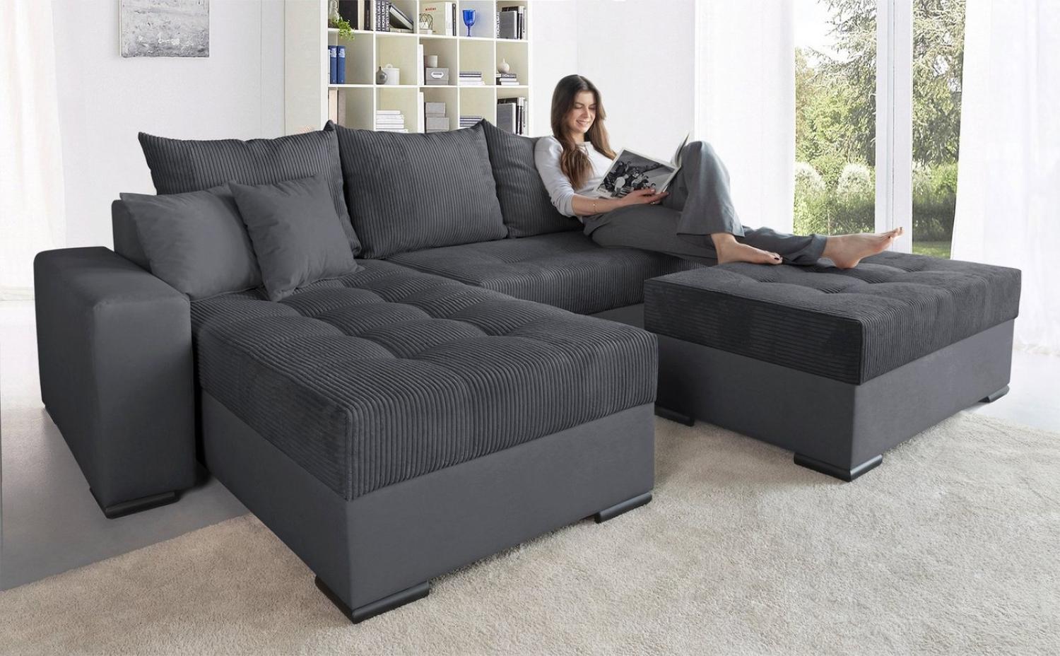 COLLECTION AB Ecksofa Josy L-Form, Breite 214 cm, mit 3 großen Rückenkissen, mit Bettfunktion und Bettkasten, Federkern Bild 1