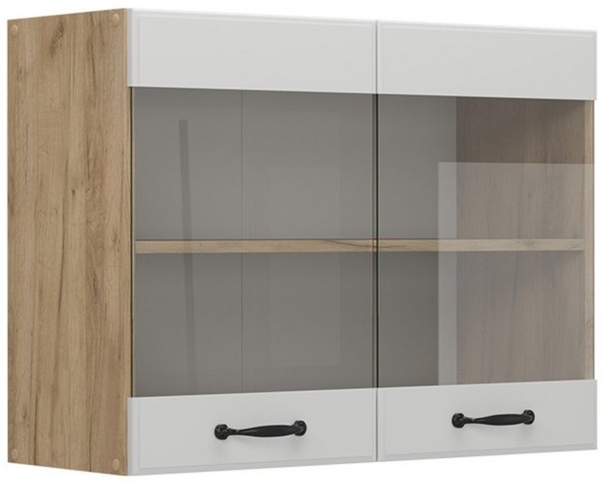 Küchenglasschrank R-Line Weiß Landhaus 80 cm Vicco Bild 1