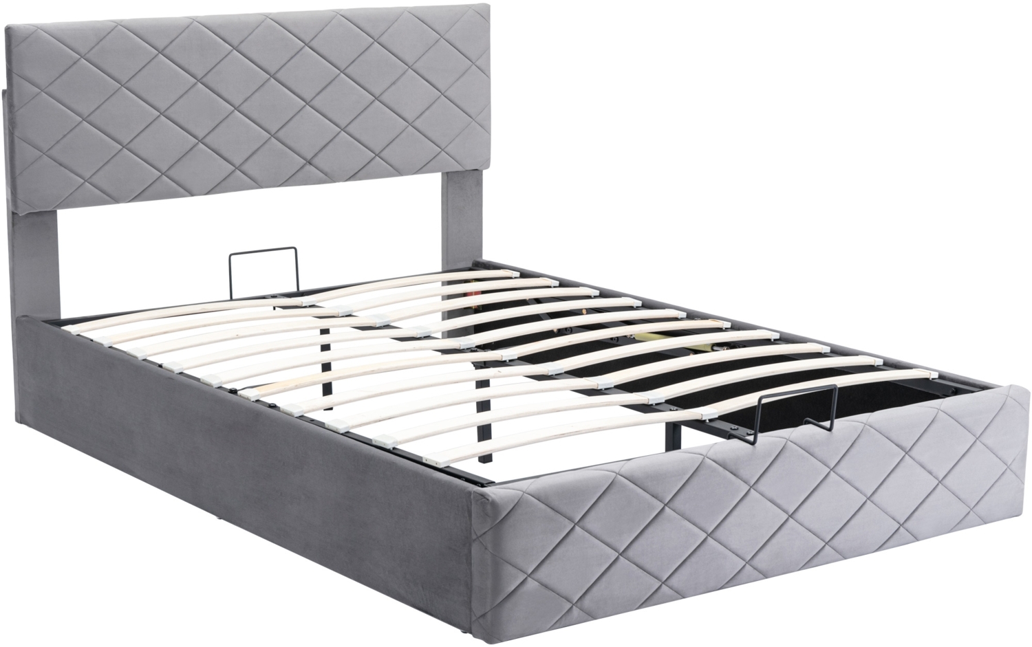ComfortXL Polsterbett-BB054, Massivholz, Grau, 212x149x98cm Bild 1