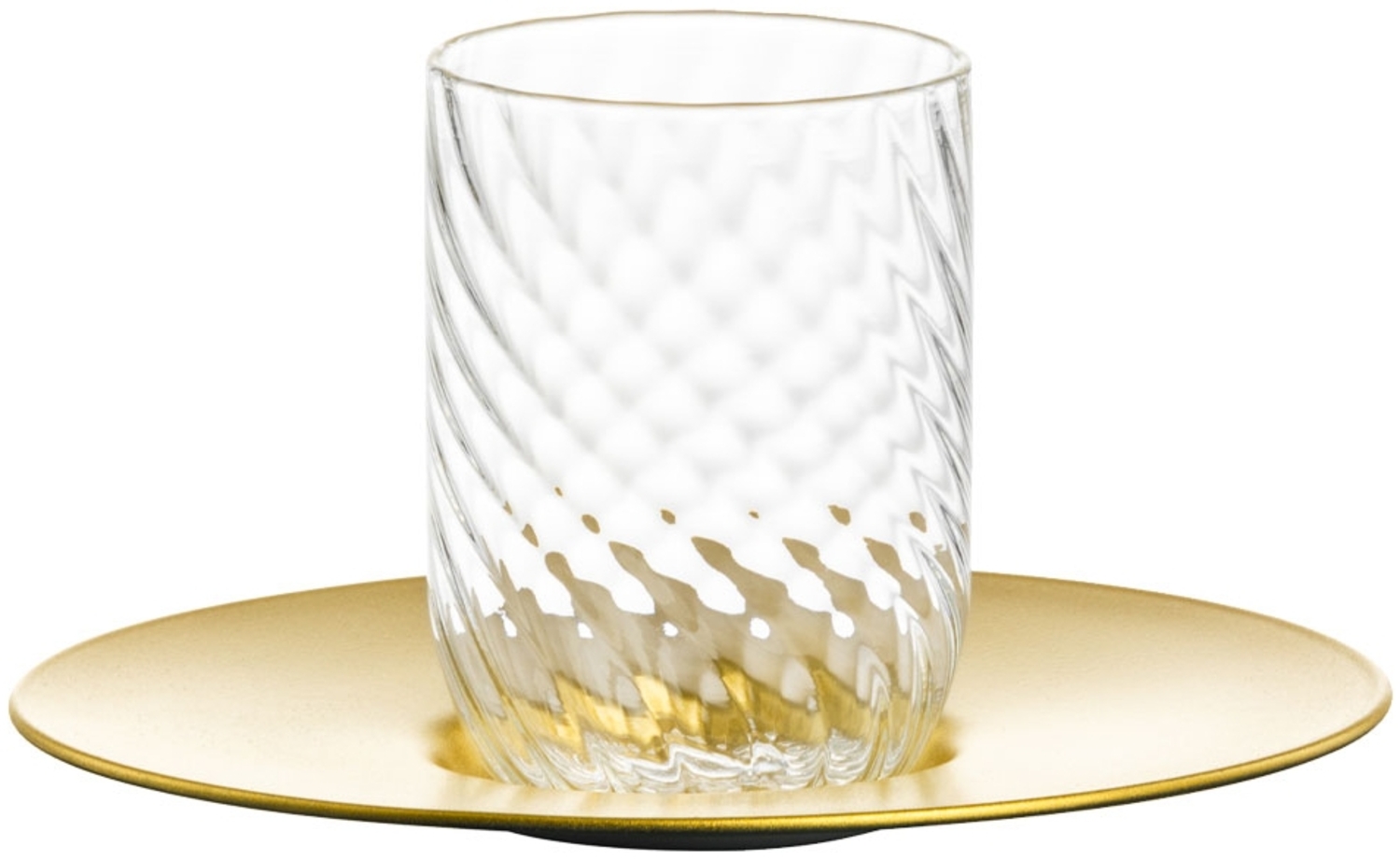 Eisch Twist Espressoglas mit Untertasse 100 ml Gold in Geschenkröhre Bild 1