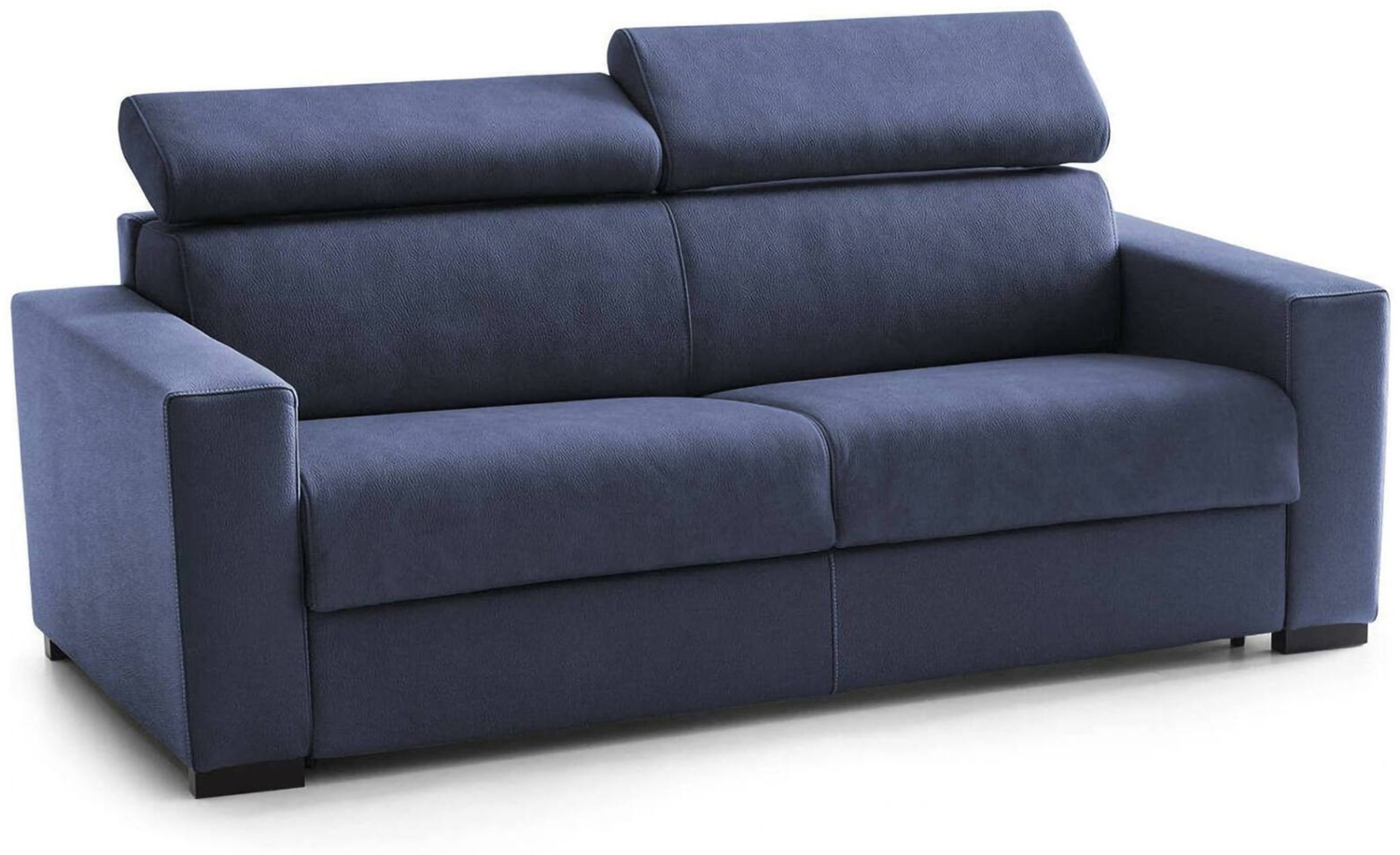 Dmora 2-Sitzer festes Sofa Aggius, Wohnzimmersofa aus gepolstertem Stoff, verstellbare Kopfstützen und schmale Armlehnen, 100 % Made in Italy, 180 x 95 x 85 cm, Blau Bild 1