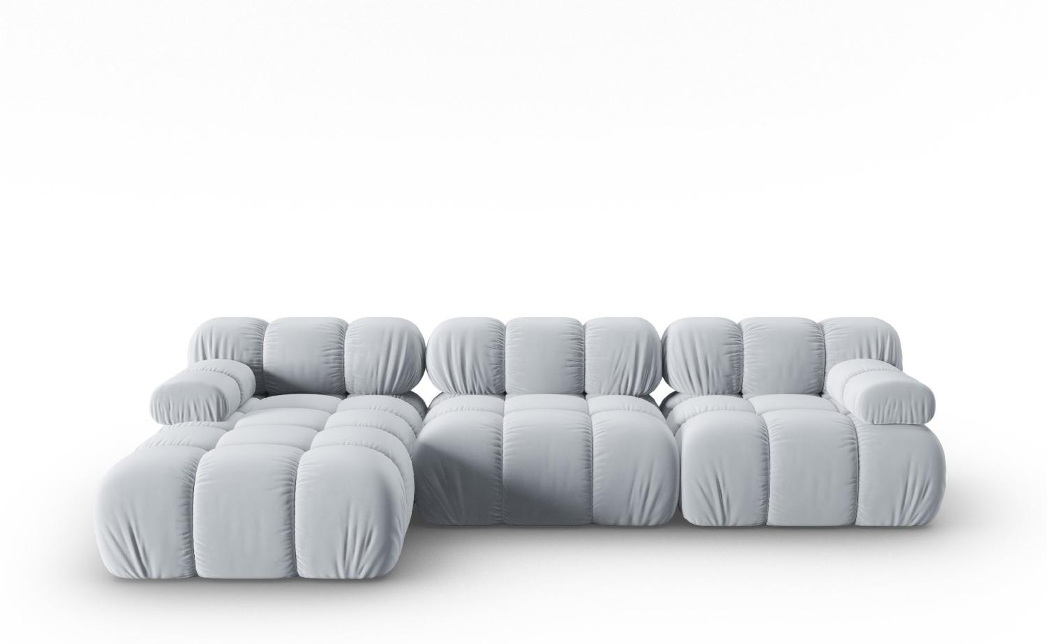 Micadoni Modulares Ecksofa Bellis 4-Sitzer Links Samtstoff Hellblau Bild 1