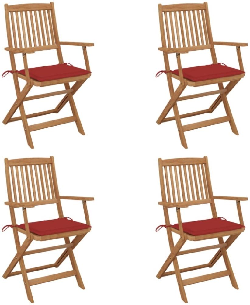 vidaXL Klappbare Gartenstühle 4 Stk. mit Kissen Massivholz Akazie 3064623 Bild 1