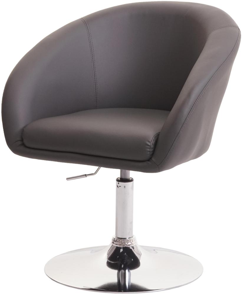 Esszimmerstuhl HWC-F19, Küchenstuhl Stuhl Drehstuhl Loungesessel, drehbar höhenverstellbar ~ Kunstleder grau Bild 1