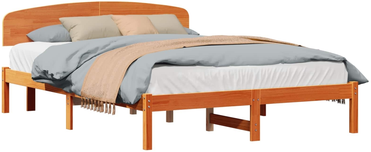 vidaXL Bettrahmen Wachsbraun 150 x 200 cm Massives Kiefernholz 872061 Bild 1
