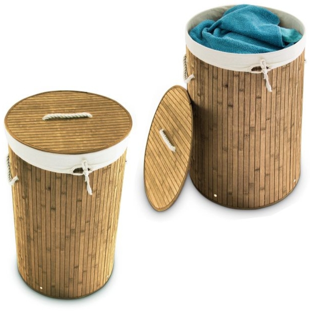2 x Wäschekorb Bambus rund natur Bild 1