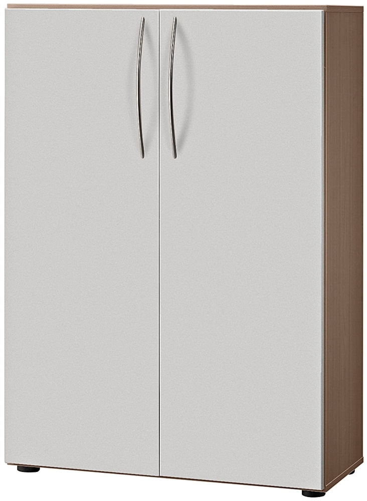 Schrank 3 Ordnerhöhen 34,6cm tief BM Nussbaum / Silber Bild 1