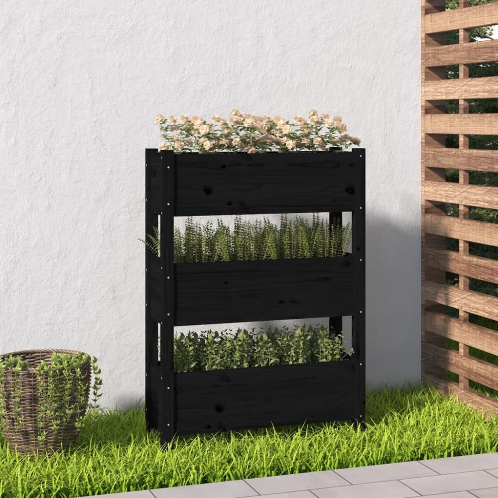 vidaXL Pflanzkübel Schwarz 77x25x104,5 cm Massivholz Kiefer 823938 Bild 1