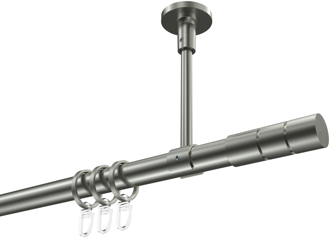 Gardinenstangen-Set Sonette Elanto 360 cm (geteilt in 2 x 180 cm), 1-läufig, 20 mm Ø Edelstahl-Optik Bild 1