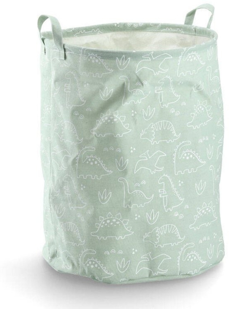 Wäschesammler Dino - Canvas, Mint / Weiß - Ø 38cm Bild 1