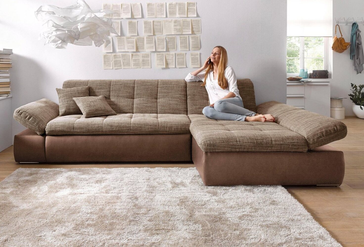 DOMO collection Ecksofa Moric B/T/H 300/172/80 cm, auch in Cord, L-Form, XXL-Format, wahlweise auch mit Bettfunktion und Armverstellung Bild 1