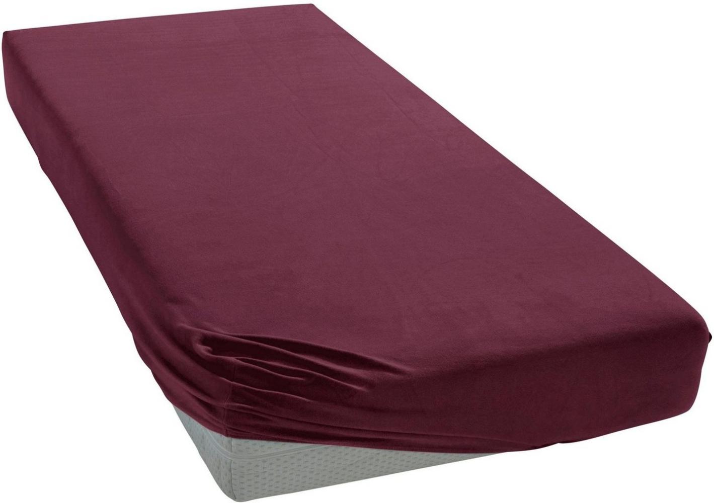 Janine Design Jersey Elastic Spannbetttuch Burgund, 180x200 cm - 200x220 cm Bild 1