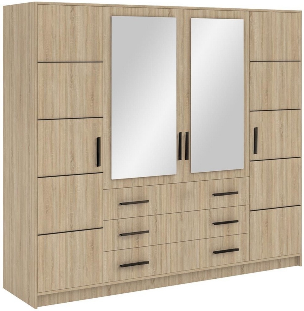 Compleo Kleiderschrank mit 4-türen und 3 Schubladen ALEX Schwarze Griffe Modern design Bild 1