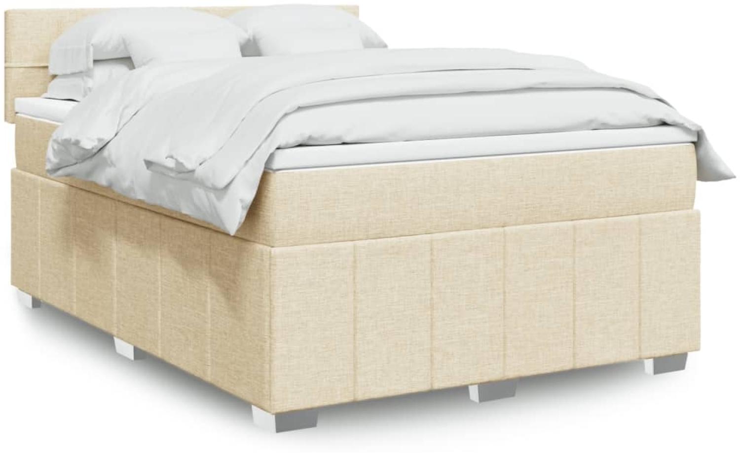 vidaXL Boxspringbett mit Matratze Creme 140x190 cm Stoff 3289368 Bild 1