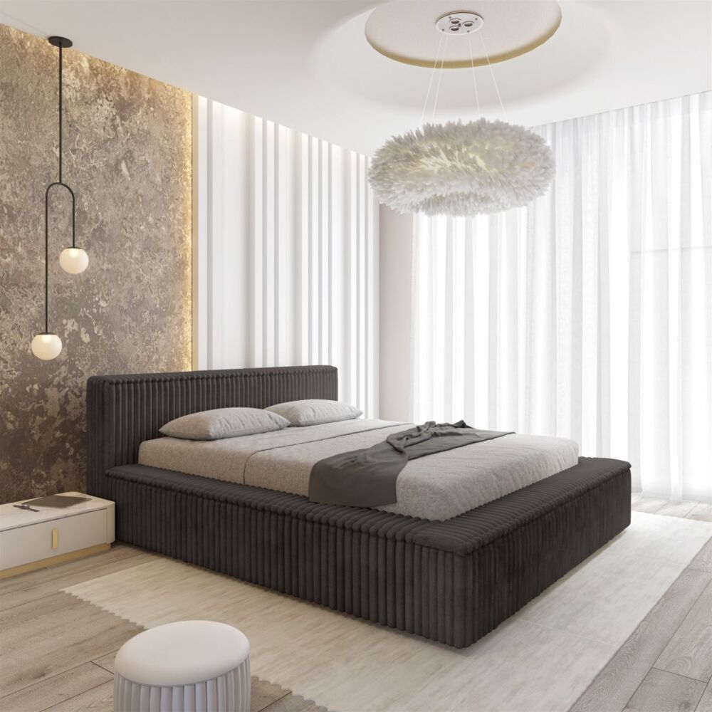 Polsterbett Doppelbett TULSA 140x200cm in Stoff Vito Anthrazit Bild 1