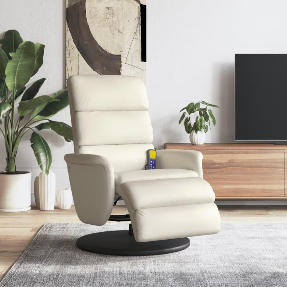 vidaXL Massagesessel mit Fußteil Creme Kunstleder 356725 Bild 1
